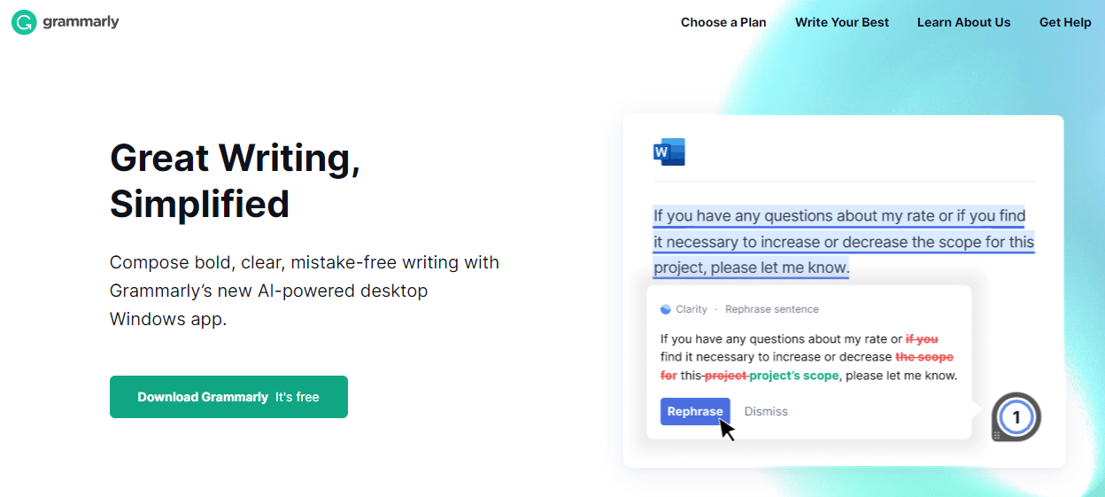 homepage di Grammarly